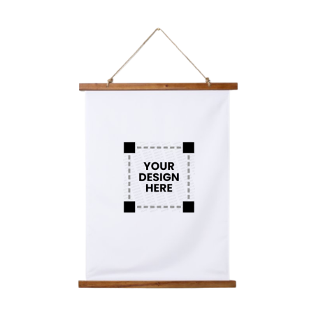 Customized Vertical Wood Topped Wall Tapestry