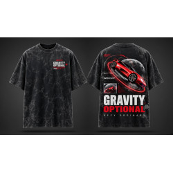 Gravity Optional Oversized T-Shirt Acid-Wash Charcoal - Front and Back