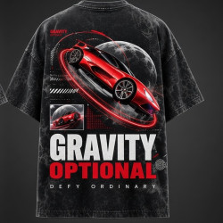 Gravity Optional Oversized T-Shirt Acid-Wash Charcoal - Back